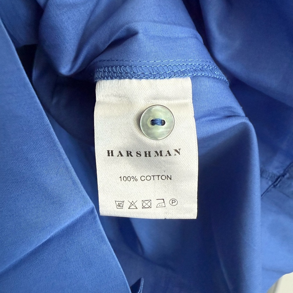 Harshman Esme Pleated Puff-Sleeve Mini Shirtdress - Size M - Indigo Blue - NWT - Picture 6 of 9